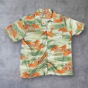 VTG Quiksilver Shirt Men XL Floral Graphic Surfer Skater Mesh Sheer Camp‎ 90s